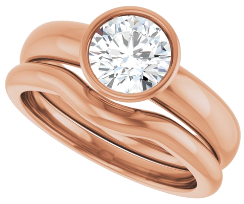 Sužadėtuvių Žiedas „Bezel-Set Solitaire“ 14k rose gold Round 6.5mm (10)