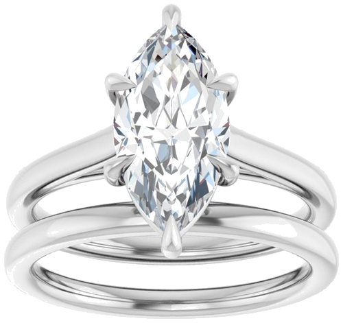 Sužadėtuvių Žiedas „Claw-Pong“ 14k white gold Marquise 13mm x 6.5mm (8)