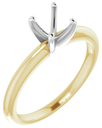 14K Yellow   White  4.5x4.5 mm Square Solitaire Engagement Ring Mounting (1)