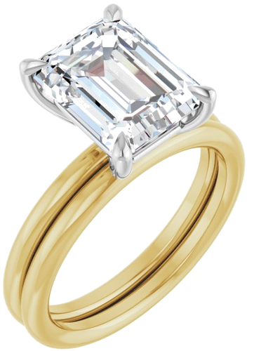 Sužadėtuvių Žiedas „Claw-Prong Solitaire“ 14k yellow/white gold Emerald 10mm x 8mm (6)