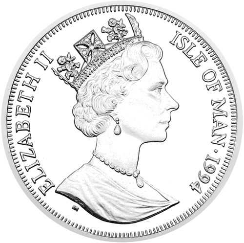 1994 Viking Longship Isle of Man 25 ECUs Silver Coin (2)