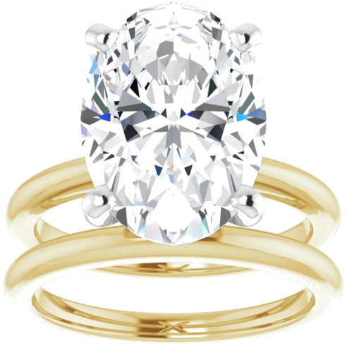 14K Yellow   White  14x10 mm Oval Solitaire Engagement Ring Mounting (8)