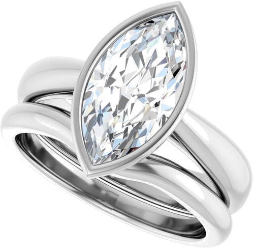 Sužadėtuvių Žiedas „Bezel-Set Solitaire“ 10k white gold Marquise 13mm x 6.5mm (10)