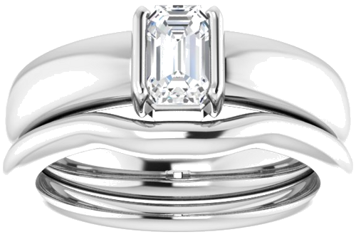 Sužadėtuvių Žiedas „Half-Bezel Solitaire“ 14k white gold Emerald 6mm x 4mm (8)
