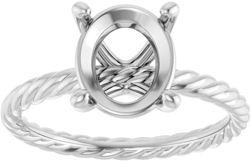 14K White 10x8 mm Oval Solitaire Engagement Ring Mounting (3)