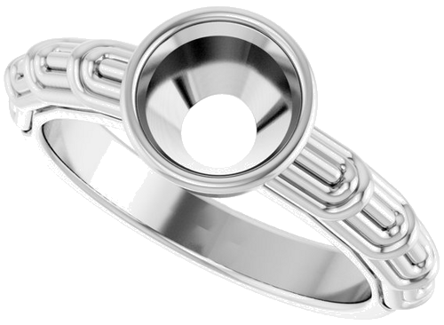 14K White 7.4 mm Round Solitaire Engagement Ring Mounting (5)