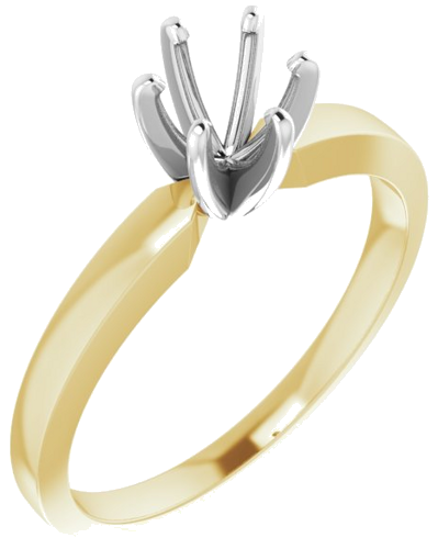 14K Yellow   White 5-5.3 mm Round 6-Prong Solitaire Engagement Ring Mounting (1)