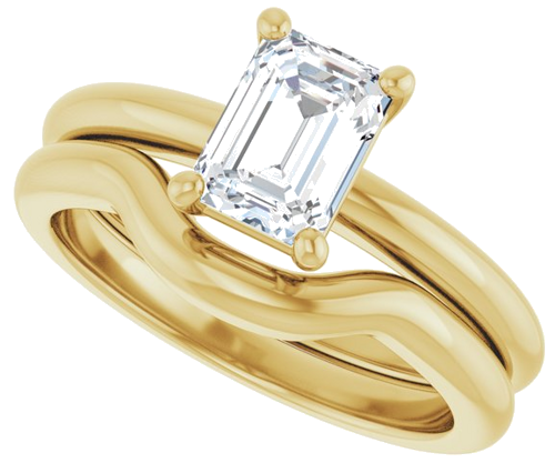 Sužadėtuvių Žiedas 14k yellow gold Emerald 7mm x 5mm (10)