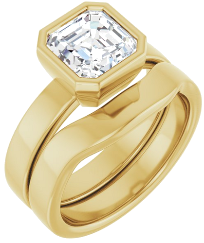 14K Yellow 7 mm Asscher Solitaire Engagement Ring Mounting (6)