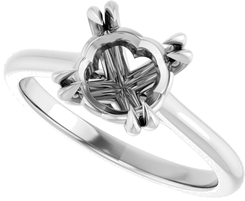 14K White 8 mm Round Solitaire Engagement Ring Mounting (4)