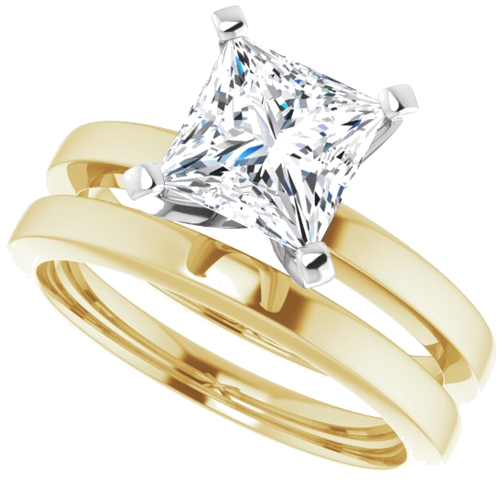 14K Yellow White 6.5x6.5 mm Square Solitaire Engagement Ring Mounting (10)
