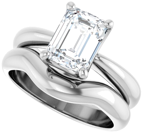 Sužadėtuvių Žiedas „Solitaire Crown-Inspired“ 14k white gold Emerald 8mm x 6mm (10)