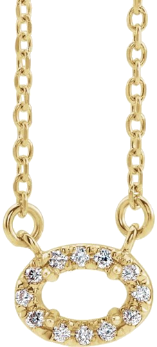 14K Yellow 5x3 mm Oval .05 CTW Natural Diamond Semi-Set 18  Necklace (1)