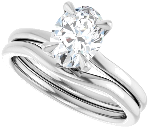 Sužadėtuvių Žiedas 10k white gold Oval 8mm x 6mm (10)