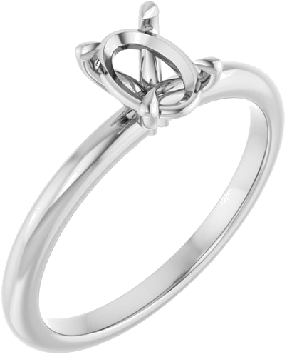 Sužadėtuvių Žiedas 585 Baltojo Aukso Oval 7mm x 5mm (1)