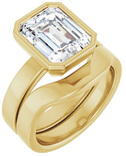Sužadėtuvių Žiedas „Bezel-Set Solitaire“ 14k yellow gold Emerald 10mm x 8mm (6)