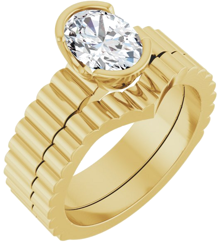 Sužadėtuvių Žiedas „Half-Bezel Solitaire“ 14k yellow gold Oval 8mm x 6mm (6)