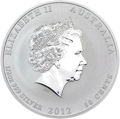 1/2 oz Year of the Dragon 2012 (Lunar II) Australia Coloured Silver Coin (2)