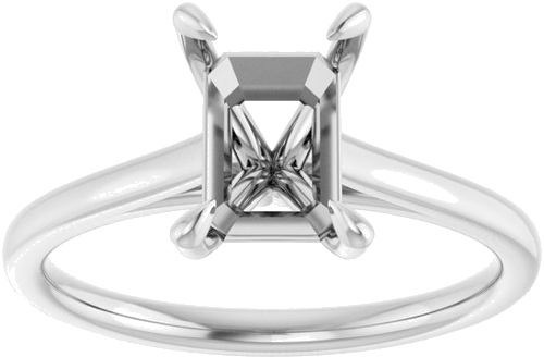 14K White  8x6 mm Emerald Solitaire Engagement Ring Mounting (3)