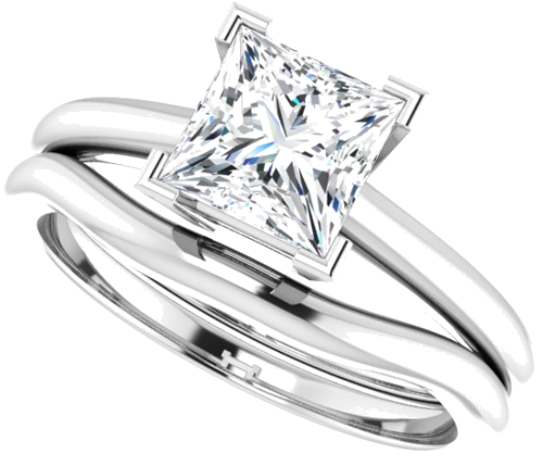 Platinum 6 mm Square Solitaire Engagement Ring Mounting (10)
