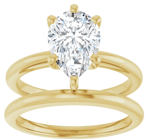 Sužadėtuvių Žiedas „Solitaire“ 585 Geltonojo Aukso Pear Shape 10mm x 7mm (8)