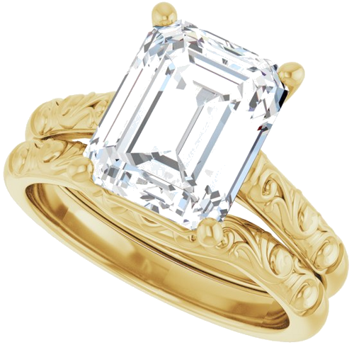 Sužadėtuvių Žiedas „Solitaire“ 14k yellow gold Emerald 10mm x 8mm (10)