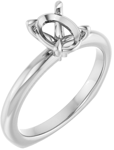 Sužadėtuvių Žiedas „Claw-Prong Euro Shank“ 14k white gold Oval 8mm x 6mm (1)