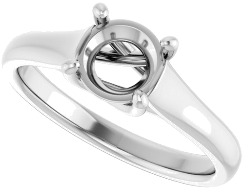 14K White 6.5 mm Round Solitaire Engagement Ring Mounting (5)