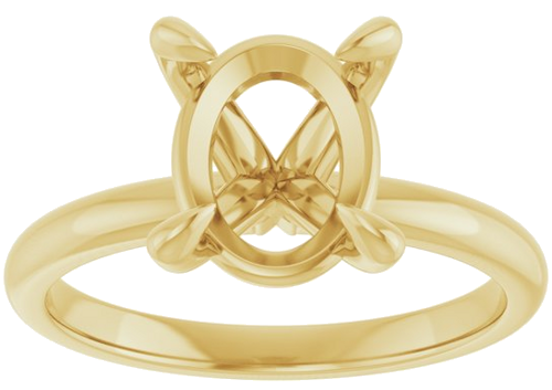 18K Yellow  10x8 mm Oval Solitaire Engagement Ring Mounting (3)