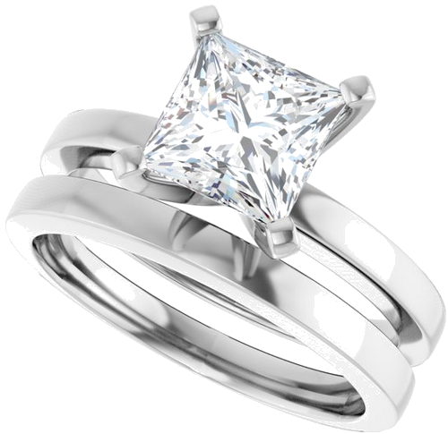 Sužadėtuvių Žiedas „Solitaire“ 14k white gold Square 6.5mm (10)