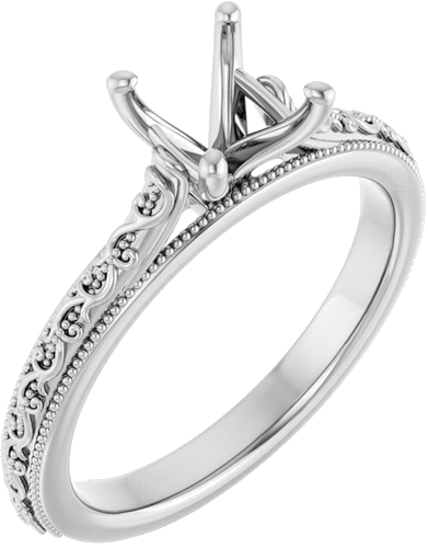 Sužadėtuvių Žiedas „Solitaire Sculptural“ 14k white gold Square 5mm (1)