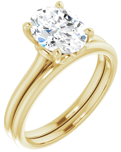 Sužadėtuvių Žiedas „Solitaire“ 585 Geltonojo Aukso Oval 9mm x 7mm (6)