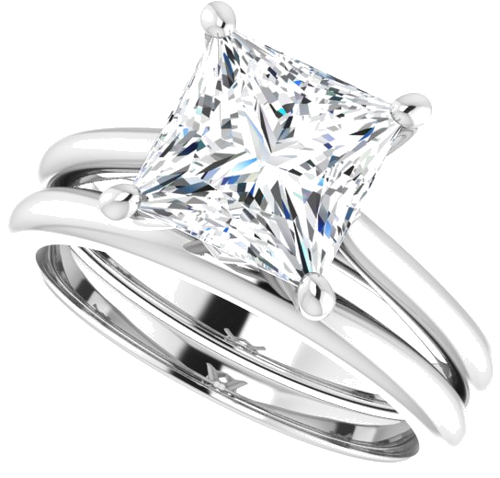 14K White 7.5 mm Square Solitaire Engagement Ring Mounting (10)