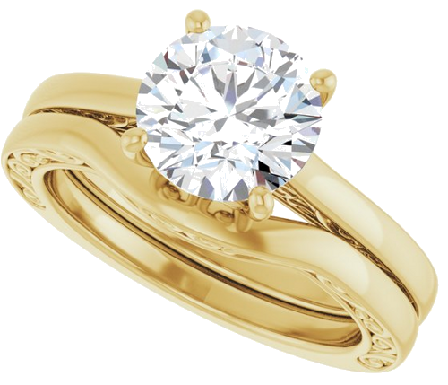 14K Yellow  8 mm Round Solitaire Engagement Ring Mounting (10)