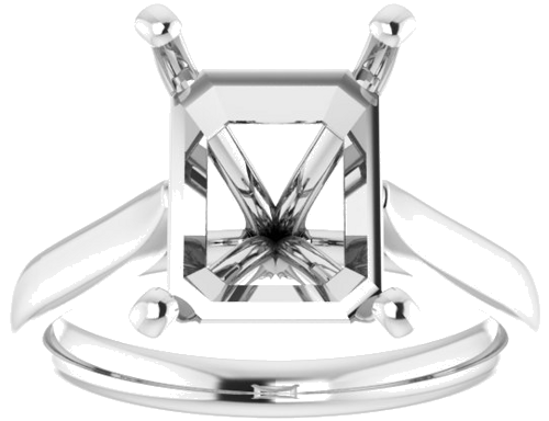 14K White 11x9 mm Emerald Engagement Ring Mounting (3)