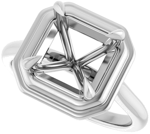 Sužadėtuvių Žiedas „Claw-Prong Solitaire“ 14k white gold Asscher 8mm (5)