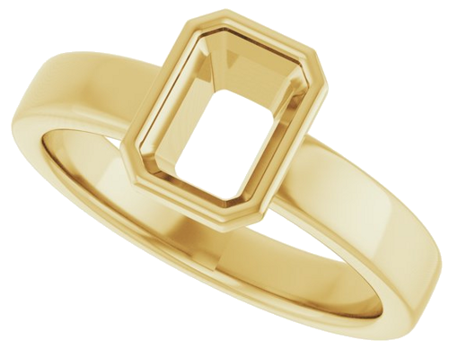 Sužadėtuvių Žiedas „Bezel-Set Solitaire“ 14k yellow gold Emerald 7mm x 5mm (5)