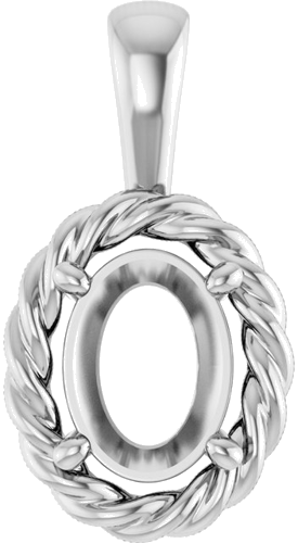 14K White  8x6 mm Oval Pendant Mounting (1)