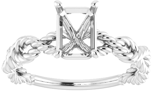 Sužadėtuvių Žiedas „Solitaire Twisted Rope“ 14k white gold Emerald 7mm x 5mm (3)