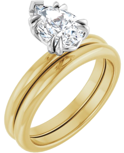 Sužadėtuvių Žiedas „Double Claw-Prong“ 14k yellow/white gold Pear 9mm x 6mm (6)