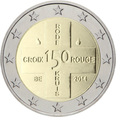 2014 Belgija Raudonasis kryžius 2 eurų BU moneta kortelėje (2)