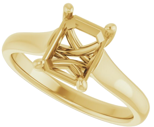 14K Yellow 8x6 mm Emerald Solitaire Engagement Ring Mounting (5)