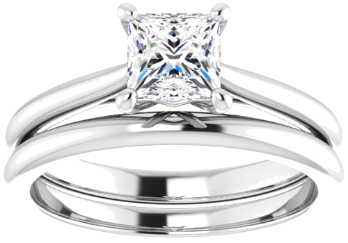 Sužadėtuvių Žiedas „Solitaire“ 585 Baltojo Aukso Square 5mm (8)