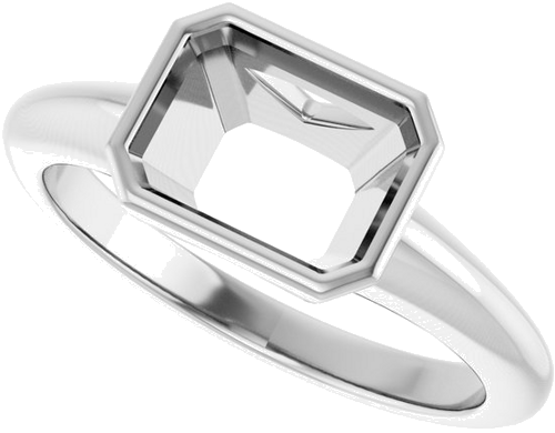 Sužadėtuvių Žiedas „Bezel-Set Solitaire“ 14k white gold Emerald 8mm x 6mm (5)