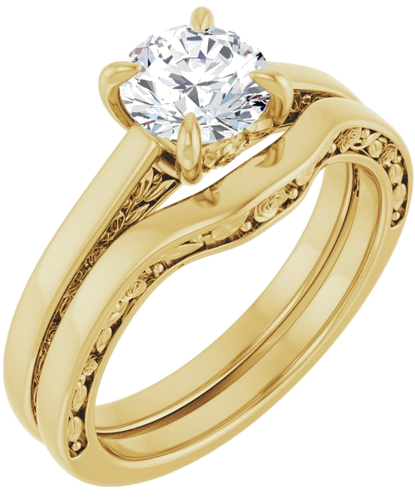 Sužadėtuvių Žiedas „Solitaire Floral“ 14k yellow gold Round 6.5mm (6)