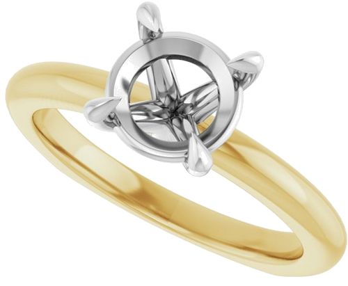 Sužadėtuvių Žiedas „Claw-Prong Euro Shank“ 14k yellow/white gold Round 7.4mm (5)