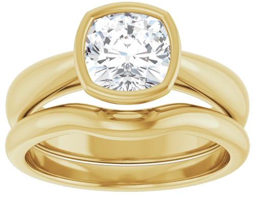 Sužadėtuvių Žiedas „Bezel-Set Solitaire“ 14k yellow gold Cushion 6.5mm (8)