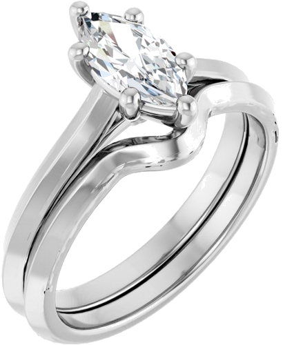 Sužadėtuvių Žiedas „Solitaire“ 585 Baltojo Aukso Marquise 9mm x 4.5mm (6)