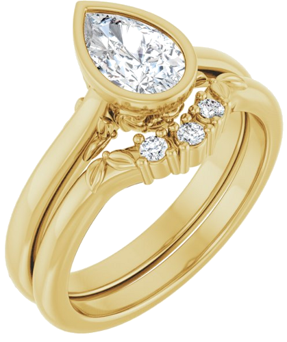 Sužadėtuvių Žiedas „Bezel-Set“ 14k yellow gold Pear 8mm x 5mm (6)