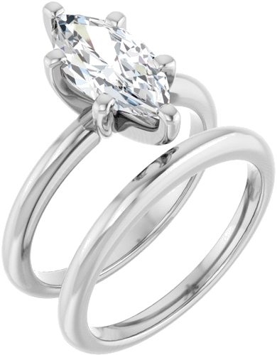 Sužadėtuvių Žiedas „Solitaire“ 585 Baltojo Aukso Marquise 12mm x 6mm (6)